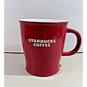 Starbucks 2008 Coffee Tea Mug Red White Logo White Inside 14 oz